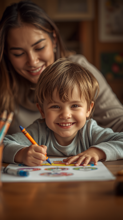 Criança aprendendo e brincando com a atividade