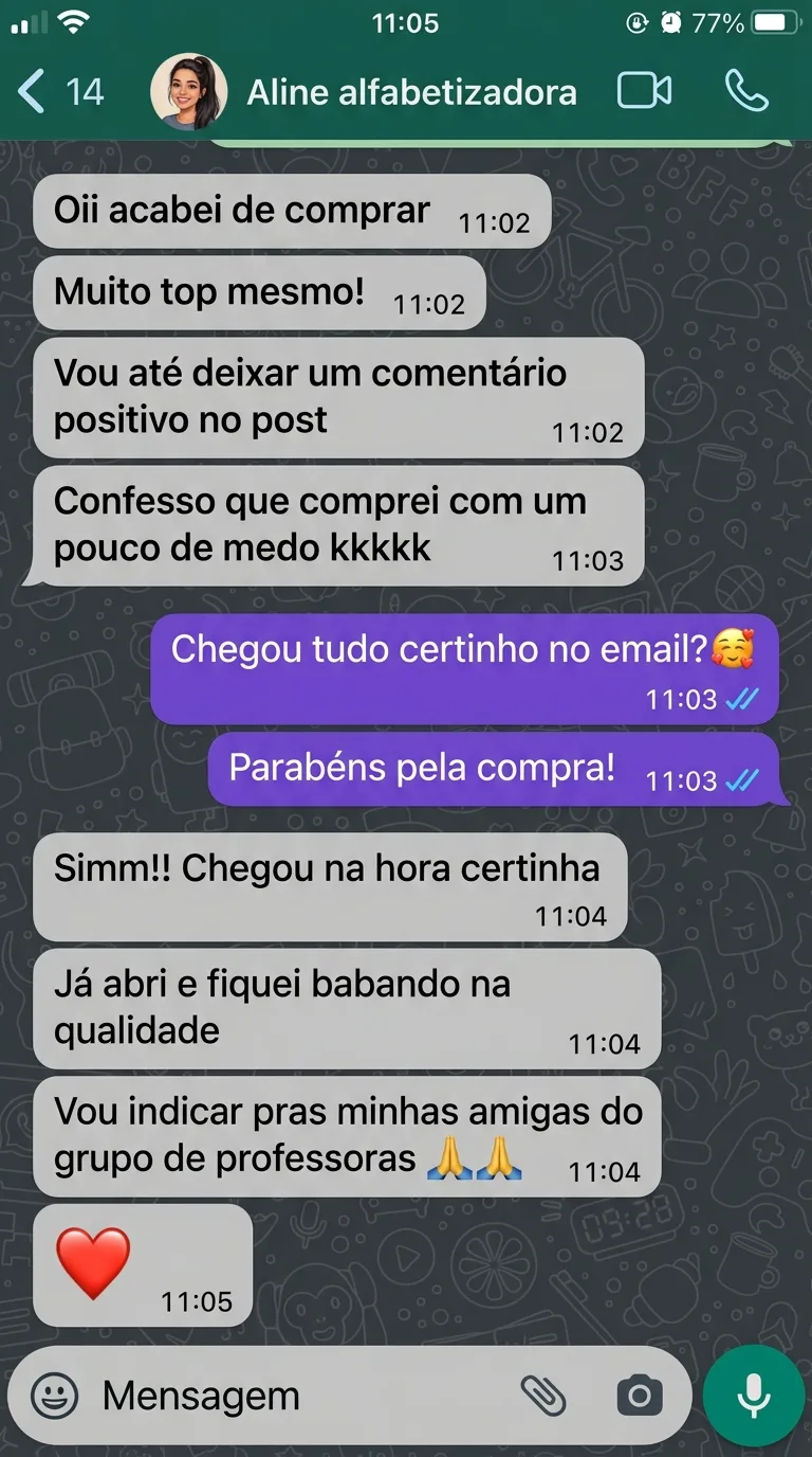 Aline comentando logo após a compra