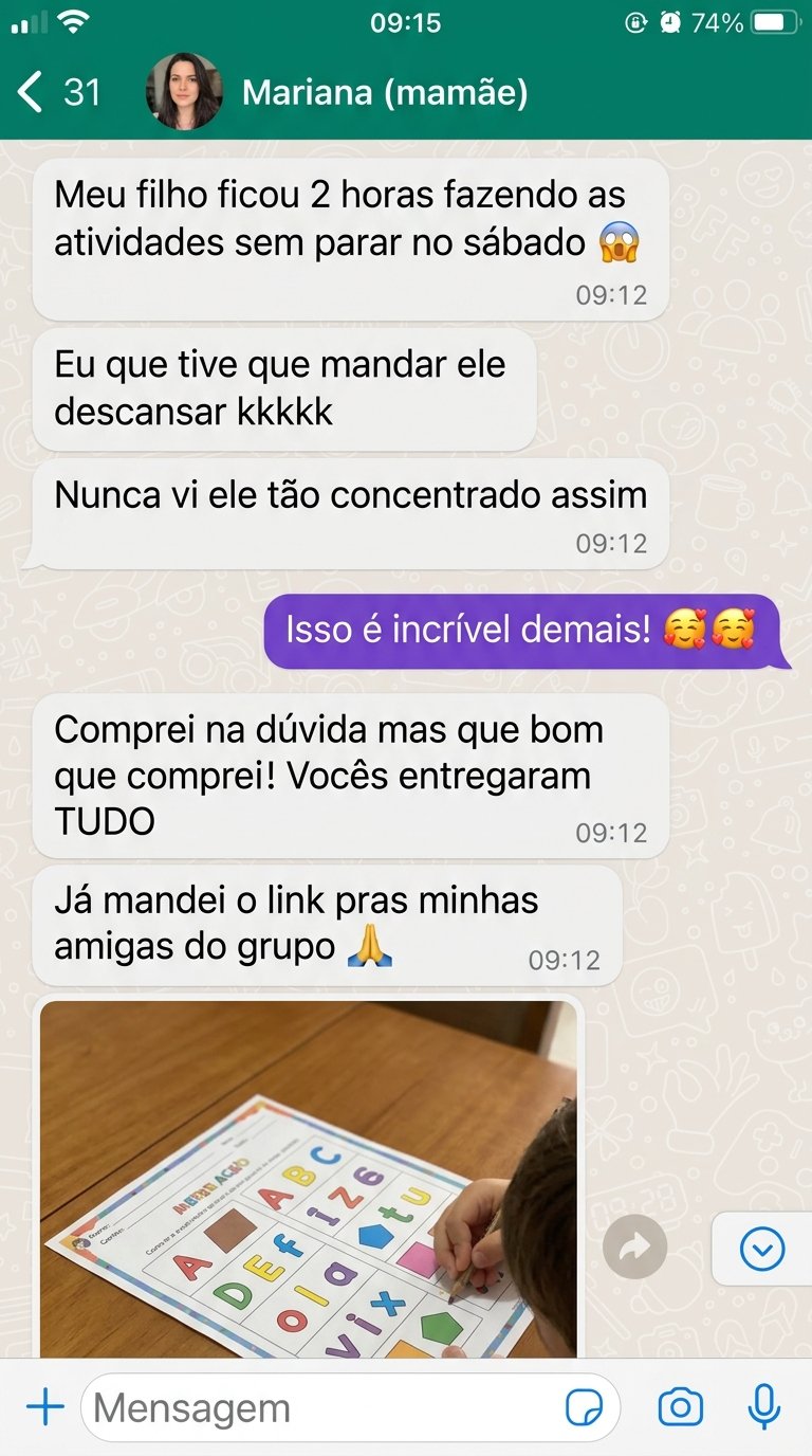 Mariana comentando sobre o filho usando o material